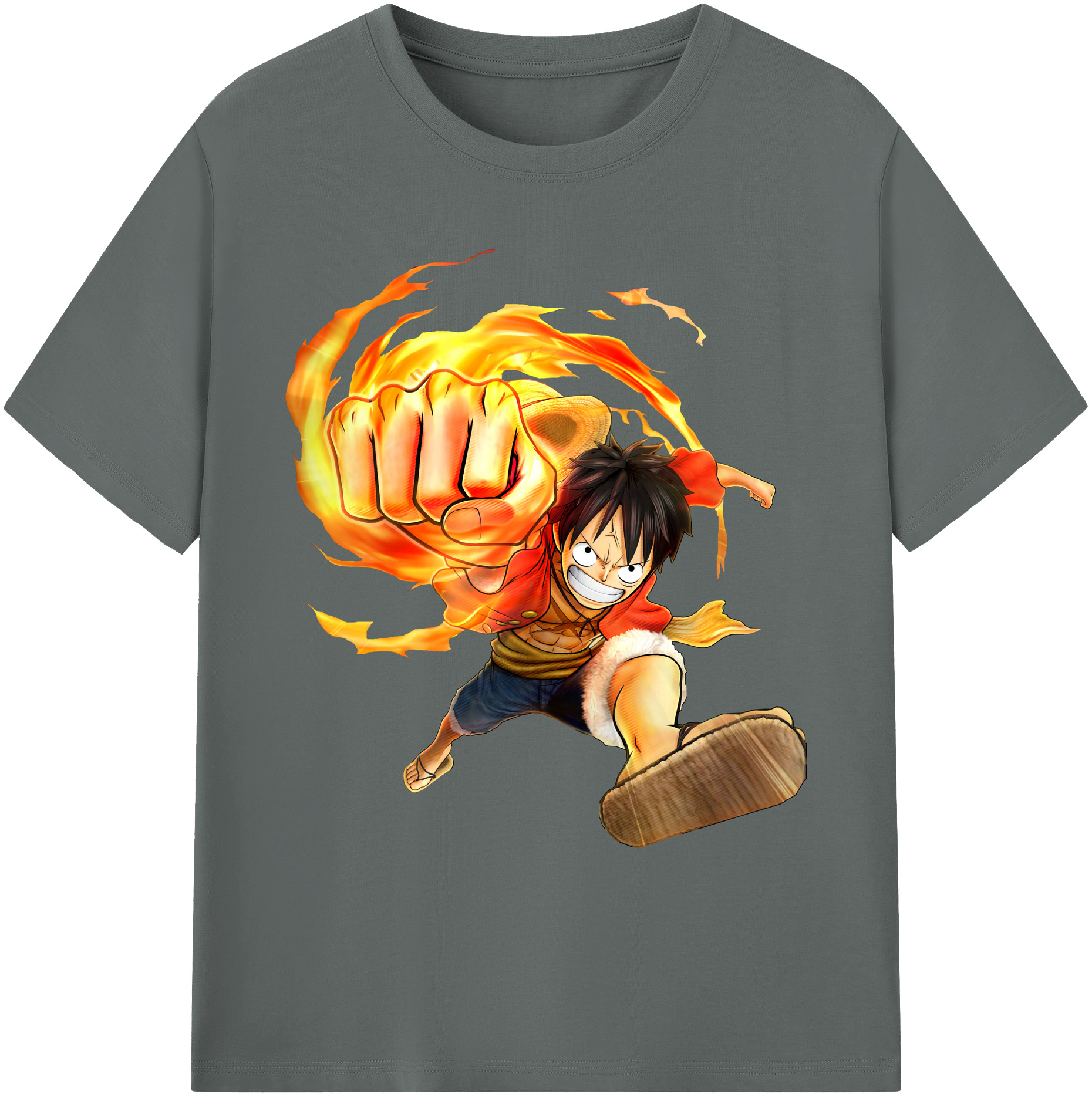 ワンピース モンキー・D・ルフィ ONE PIECE Monkey D. Luffy 綿100％ メンズ半袖Tシャツ｜肌触りやわらか＆通気性